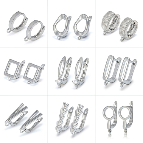 Crochets de boucles d'oreilles en laiton couleur argent, pour bricolage, fabrication de bijoux faits à la main, accessoires de bijouterie, vente en gros ► Photo 1/6