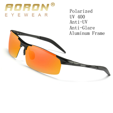 AORON – lunettes de soleil polarisées en aluminium pour hommes, verres miroir UV400, pour la conduite et le sport en plein air ► Photo 1/6