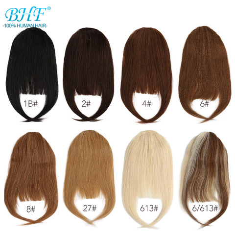 BHF cheveux humains frange 8 pouces 20g avant 3 clips en droite Remy naturel cheveux humains frange toutes les couleurs ► Photo 1/6