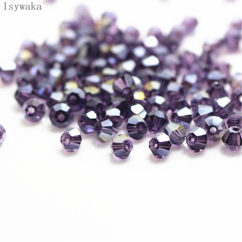 Isywaka vente violet AB couleur 650 pièces 3mm Bicone autriche perles de cristal perles de verre perles entretoises en vrac pour la fabrication de bijoux à bricoler soi-même ► Photo 1/1