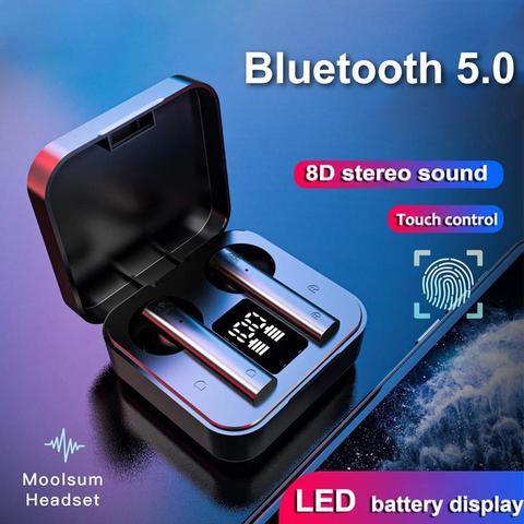 Écouteurs sans fil Air2S TWS Bluetooth 5.0 affichage numérique sans fil écouteurs de sport dans l'oreille écouteurs accessoires pour téléphones mobiles ► Photo 1/6