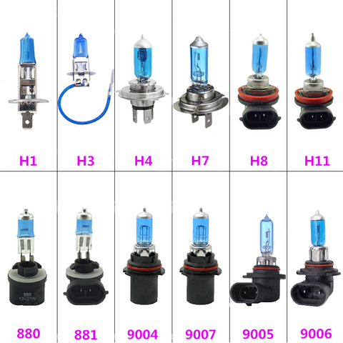 Ampoules halogènes H7 H1 H3 H4 55W 12V 6000K, boîtier bleu, lumière blanche, lampe en verre à Quartz, phares automobiles, 2 pièces ► Photo 1/6