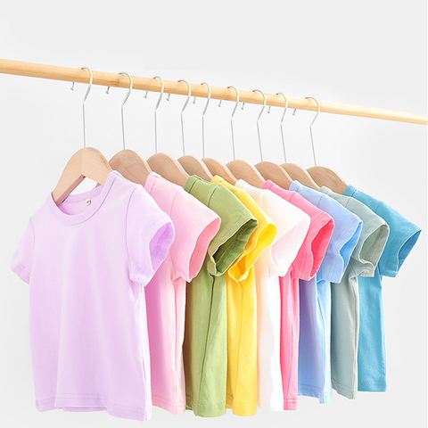 16 couleurs solides enfants T-shirt pour garçons filles coton été enfants hauts t-shirts bébé enfants t-shirts Blouse vêtements 12M 24M 2-12 ans ► Photo 1/6