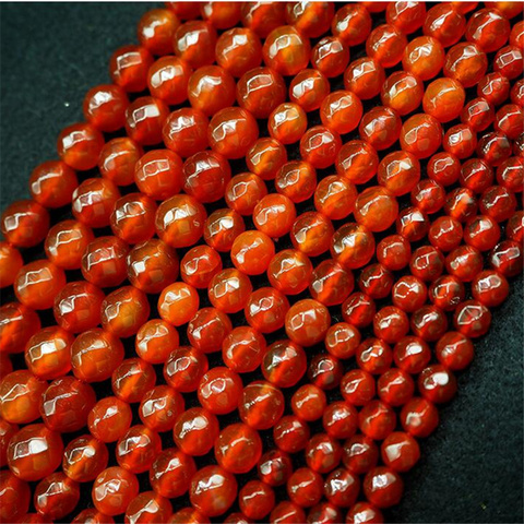 Pierre naturelle rouge cornaline onyx agate facettée, perles rondes de 4mm 6mm 8mm 10mm 12mm pour bricolage, fabrication de bijoux pour femmes 15 pouces MY5070 ► Photo 1/6