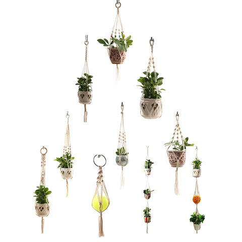 Panier porte-plante en macramé | Cintres de plantes, fait à la main, support de plantes suspendu pour mur intérieur ► Photo 1/6