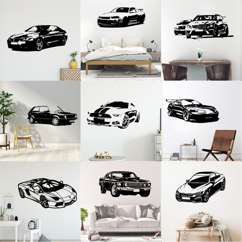 Moderne mode Sport voiture vinyle autocollant mural voitures Art mural pour enfants chambre salon décoration chambre décor maison stickers muraux ► Photo 1/6