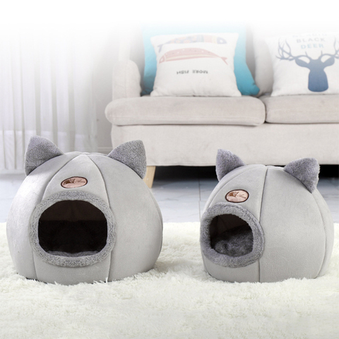 Sommeil profond confort en hiver lit de chat petits chiens panier pour maison de chat pour produits animaux de compagnie tente confortable lits de grotte livraison directe intérieure ► Photo 1/6