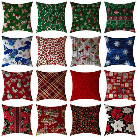 Rouge noël housse De coussin 30x50 taie d'oreiller coton lin joyeux noël imprimé canapé coussins décoratifs oreillers couverture De maison ► Photo 1/3