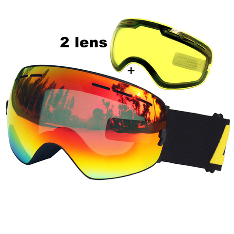 LOCLE Double couches lunettes de Ski Anti-buée UV400 sphérique lunettes de Ski Ski neige Snowboard lunettes de Ski lunettes éclaircissantes lentille ► Photo 1/6