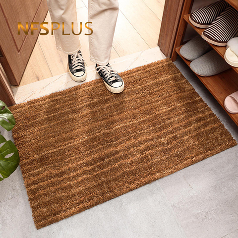 Tapis de porte d'entrée extérieur, 40x60cm, jaune naturel, en Fiber de coco, tapis épais, antidérapant pour chaussures, nettoyage ► Photo 1/6