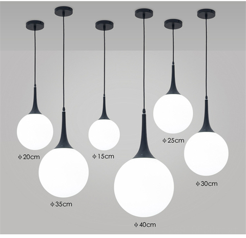 Lampe LED suspendue en forme de boule de verre blanche ou noire, design moderne, luminaire décoratif d'intérieur, idéal pour un salon ou un Loft ► Photo 1/6