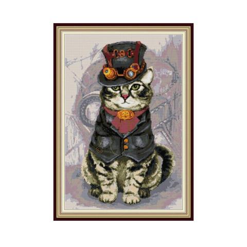 Toile imprimée DMC, Kits de points de croix, motifs de chat puissant, 14CT, 11CT, pour bricolage, broderie à la main, ensembles de couture, décoration de maison ► Photo 1/6