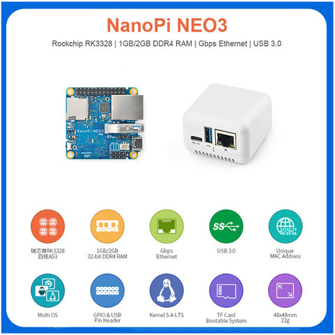 NanoPi-Mini carte de développement NEO3 RK3328, port Ethernet Gigabit, 1 go/2 go de mémoire OpenWrt/LEDE livraison directe ► Photo 1/6
