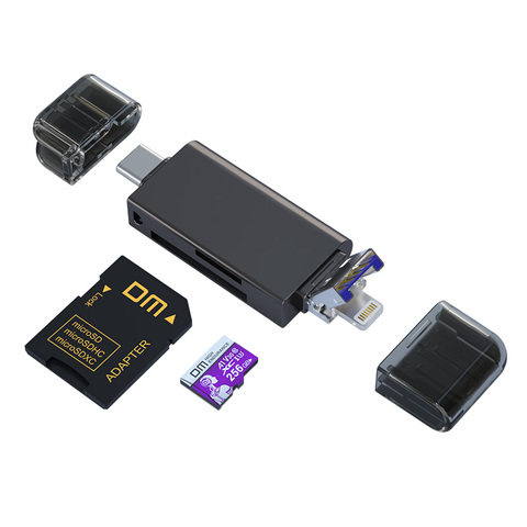 Lecteur de cartes DM Muldti 5 en 1 CR023 SD/TF, avec foudre USB et interface micro usb ► Photo 1/5