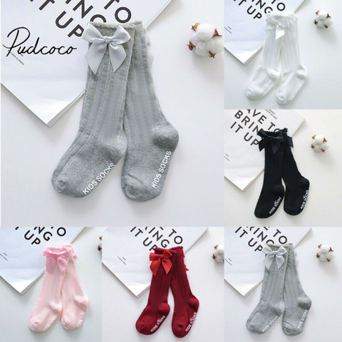 Chaussettes en coton avec gros nœud aux genoux pour bébés, vêtements d'été pour enfants en bas âge, 2022 coton, longs et doux, 100% ► Photo 1/6