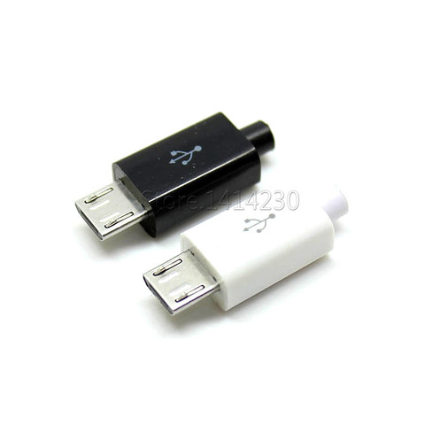 Connecteur Micro USB 5 broches mâle, 10 pièces, noir/blanc, pour soudure, accessoires de câble de données, DIY ► Photo 1/3