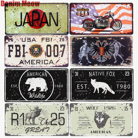 Plaques d'immatriculation japonaises, panneaux métalliques Vintage, en étain, drapeau de pays, décoratifs rétro de voiture, moto, Bar, Pub, autocollants artistiques muraux, 30*15cm ► Photo 1/6