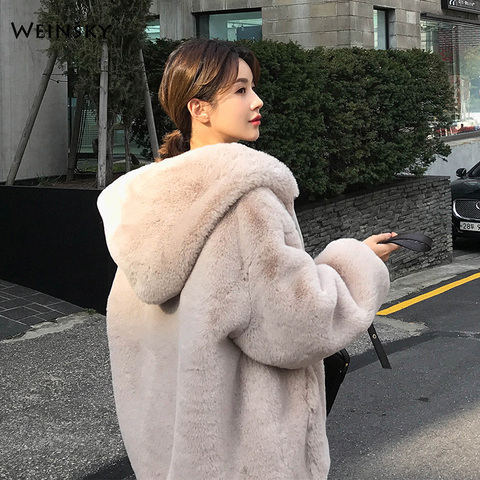 Manteau à capuche épais en fausse fourrure pour femme, vêtement chaud et décontracté à la mode, 2022 ► Photo 1/6