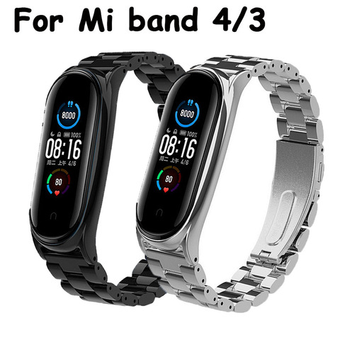 Bracelet de rechange en métal et acier sans vis pour Xiaomi Mi Band 4 3 5, en acier inoxydable ► Photo 1/6