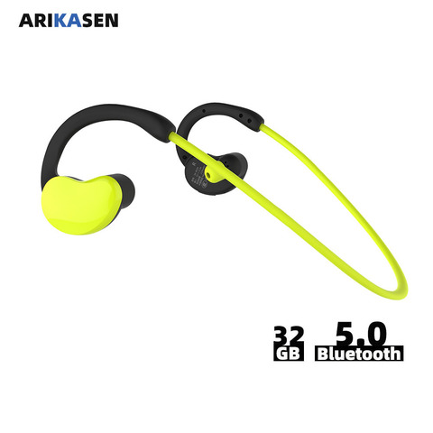 Arikasen – écouteurs bluetooth MP3, résistants à l'eau, casque d'écoute sans fil, avec microphone stéréo, autonomie de 10 heures, 32 go ► Photo 1/6