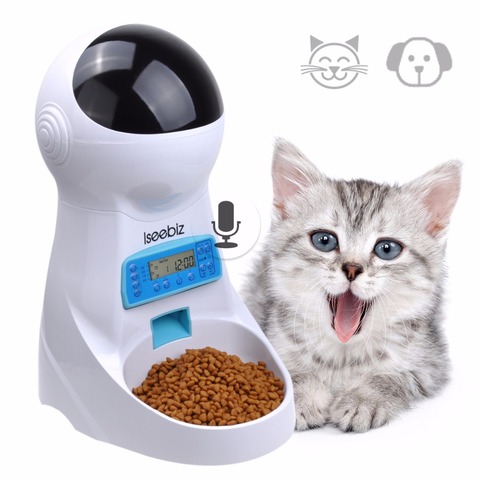 Iseebiz – mangeoire automatique pour animaux de compagnie, bol d'alimentation pour chiens et chats moyens et petits, avec enregistrement vocal, écran LCD, 3l, 4 fois par jour ► Photo 1/6