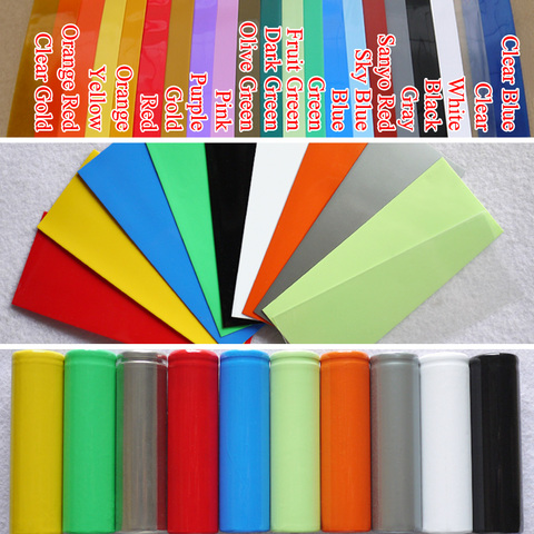 100 pièces 29.5mm x 72mm PVC thermorétractable Tube batterie Film bande prédécoupée couverture manchon protecteur plusieurs couleurs pour 18650 batterie enveloppe ► Photo 1/1