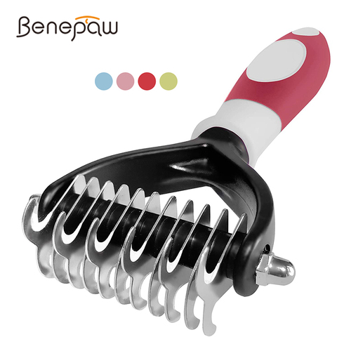 Benepaw-peigne professionnel 2 faces pour chiens et chats, brosse dure pour animaux de compagnie, râteau, outils de toilettage pour chiots, sous-manteau, élimination ► Photo 1/6