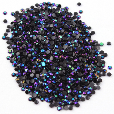 Noir AB 2mm,3mm,4mm Nail Art résine gelée strass rond Flatback pour bricolage Nail Art accessoires ► Photo 1/3