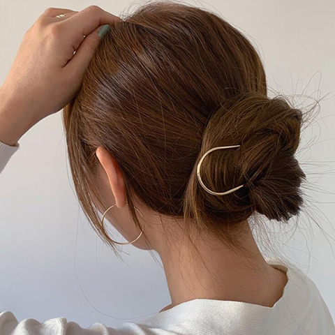 Simple U forme pinces à cheveux épingles à cheveux pour femmes filles mariée accessoires de coiffure noir or brun épingles à cheveux Barrettes en métal ► Photo 1/6