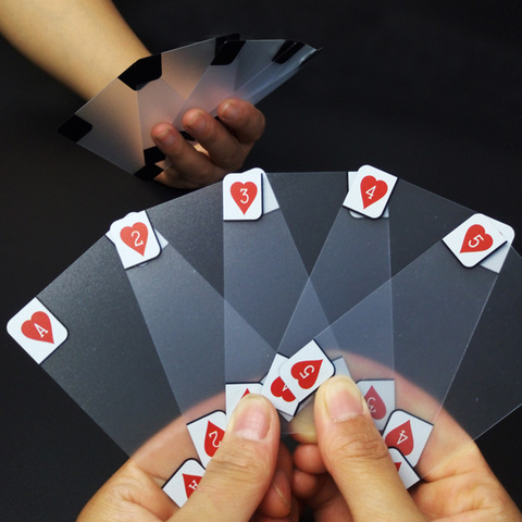 1 pièces cartes transparentes givrées cartes à jouer en plastique imperméables pour cadeau/fête/jeu de famille Magic Poker ► Photo 1/5