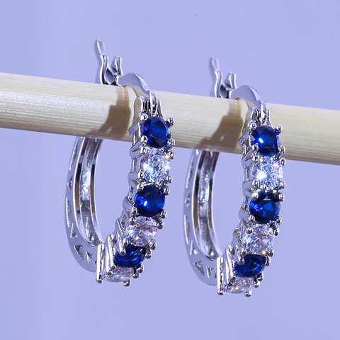 Boucles d'oreilles en argent Sterling nouveauté 925, pendentifs, ronds et transparents, mosaïque, bijou en Zircon, pour femmes ► Photo 1/6