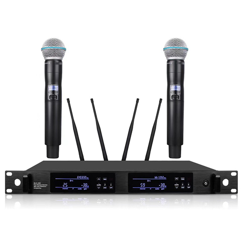 Nouveau! QLX-24D haute qualité UHF professionnel double système de Microphone sans fil performances de scène un microphone sans fil deux ► Photo 1/3