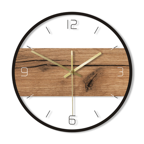 Horloge murale en acrylique avec motif de vieux bois, mouvement silencieux imprimé, horloge murale pour cabine en bois rustique, décoration de la maison ► Photo 1/6