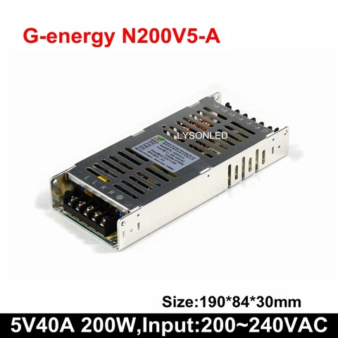 Alimentation pour écran LED g-energy N200V5-A Slim, 5V, 40A, 200W, P10, commutation Ultra ► Photo 1/4