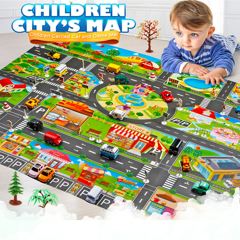 Tapis de stationnement de voiture pour enfants, jouets d'escalade pour bébés, tapis de jeu pour enfants, carte de stationnement de ville, tapis de jeu pour enfants ► Photo 1/6