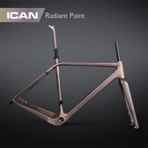 2022 offre spéciale montage plat x-gravel carbone cadre de vélo avec caméléon peinture arc-en-ciel logo Rotor taille 140mm ► Photo 1/6