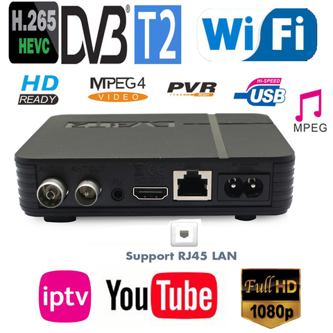 Mini nouveau DVB-T2 H.265/HEVC Compatible DVB-T/H264 DVB T2 H265 Hevc Dolby AC3 IPTV Youtube accordeur numérique terrestre K2 MAX ► Photo 1/5