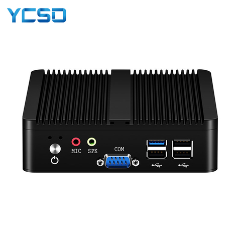 Mini ordinateur sans ventilateur YCSD double LAN Celeron N2810 J1900 Mini ordinateur 2 * Gigabit LAN Windows 7 10 WIFI USB bureau Micro Htpc Nuc Ps ► Photo 1/6