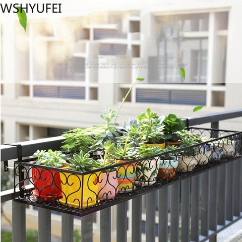 Support suspendu pour Pots de fleurs | Organiseur de rangement de Pots de fleurs panier de rangement support de placard, Rail de balcon, étagère clôture support de Pots de fleurs ► Photo 1/6