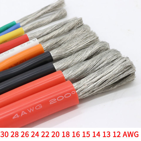 1M/5M 30 28 26 24 22 20 18 16 15 14 13 12 AWG câble résistant à la chaleur fil de Silicone Ultra souple cuivre Flexible haute température ► Photo 1/6