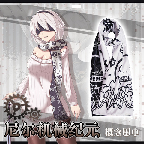 Anime jeu NieR:Automata YoRHa NO 2B thème Cosplay mode hiver coton écharpe mode hommes femmes chaud foulard cadeau de noël ► Photo 1/5