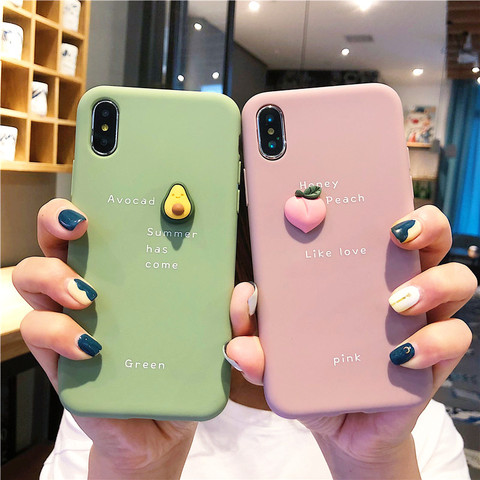 Coque arrière en Silicone souple à motif d'avocat pour iPhone, compatible modèles 11 Pro, Max, XR, XS Max, X, 8, 7, 6, 6S Plus, jolis fruits, lettres ► Photo 1/6