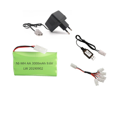 Batterie nimh 9.6v 3000mah + chargeur 9.6v pour jouets Rc, voiture, réservoir, Train, Robot, bateau, pistolet AA AA Ni-MH 9.6v 2400mah ► Photo 1/6