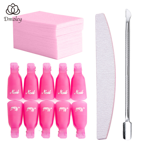 Dmoley plastique Nail Art tremper hors capuchon Clips ensemble UV Gel vernis dissolvant trousse à outils pour le retrait des outils de manucure de vernis ► Photo 1/6