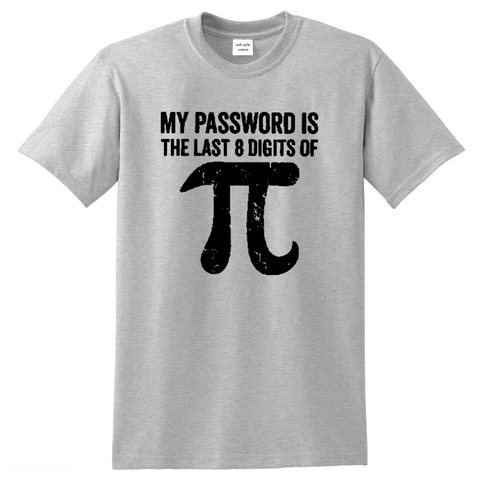 Men's T-shirt 100% Cotton Math equations print funny men t shirt Fashion cool guys Tshirt my password is the last digits of pi ► Photo 1/6