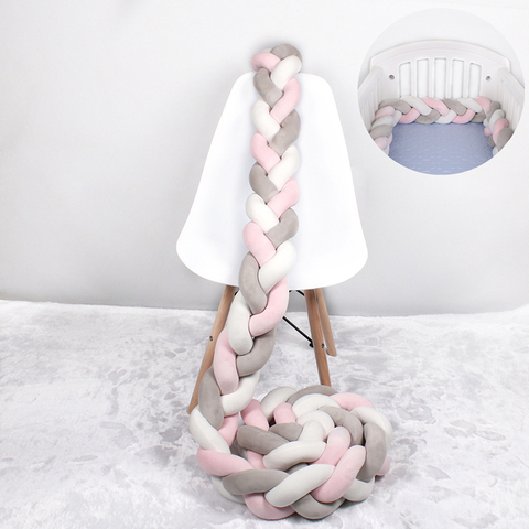 Lit de bébé Long en peluche 1M/2M/3M /4M | Pare-chocs avec nœud en tresse, tissage noué à la main, protection pour bébé bébé, décor de chambre d'oreiller ► Photo 1/6