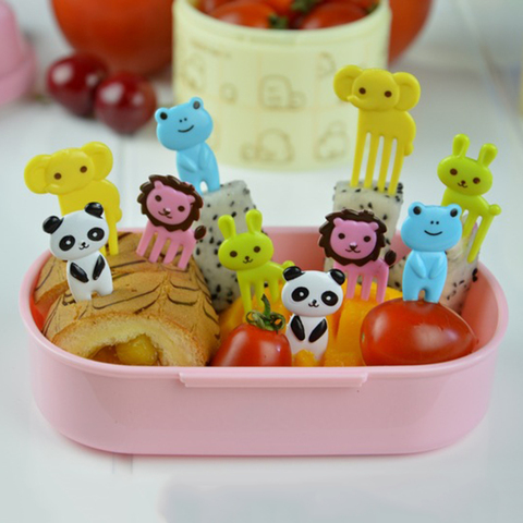 Décor de fête, fourchette à fruits animaux ferme, Mini dessin animé pour enfants, Snack gâteau Dessert nourriture, cure-dents, Bento déjeuners 10 pièces/paquet ► Photo 1/6