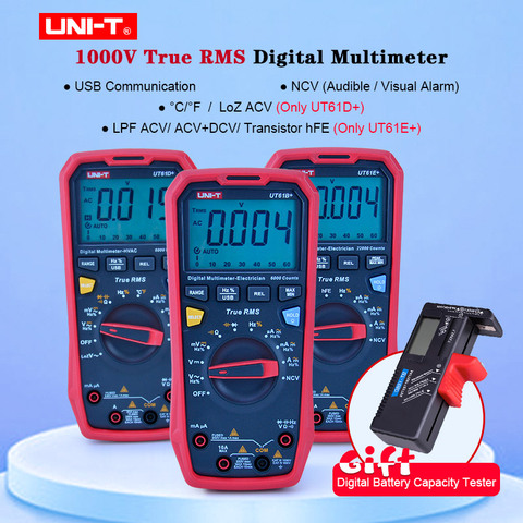 Multimètre numérique avec boîtier EVA + testeur de batterie, UT61E +/UT61B +/UT61D +, 6000 à 22000 comptes, True RMS, gamme automatique, DC AC 1000V ► Photo 1/6