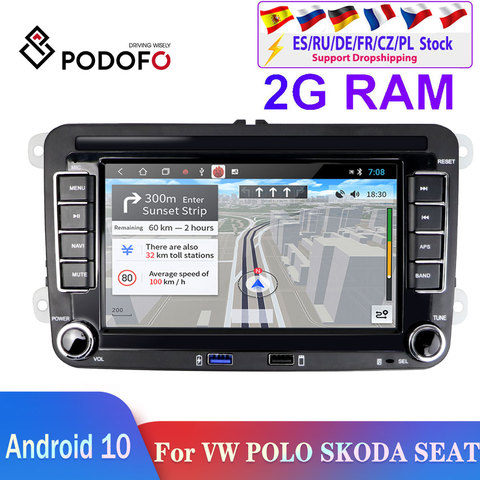 Podofo – autoradio Android, lecteur multimédia, stéréo, 2-din, pour voiture VW/Volkswagen/Passat/SEAT/Skoda/Polo ► Photo 1/6