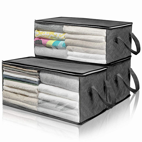 Pliable couette sac de rangement ménage vêtements boîte de rangement anti-poussière Non-tissé couette stockage soutien-gorge chaussettes garde-robe organisateur ► Photo 1/6